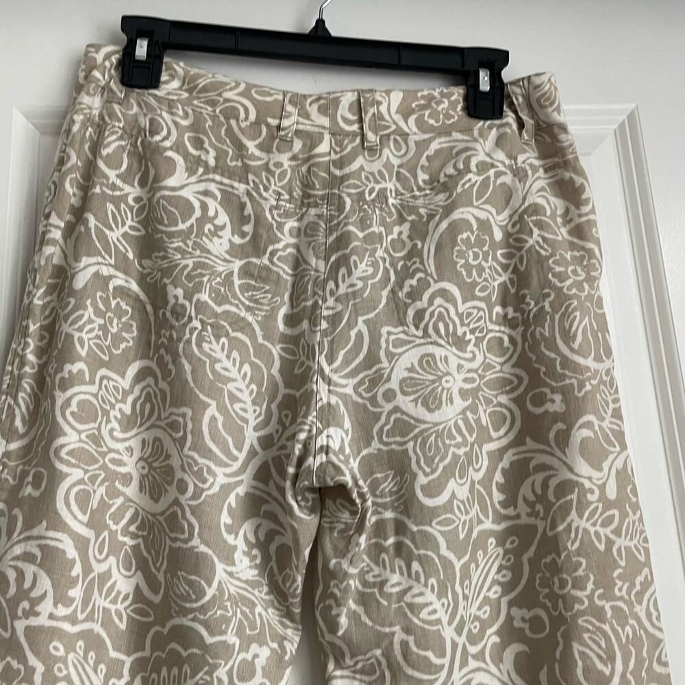 Sigrid Olsen Poet 100% Linen Wide Leg Cropped Pants Sz 4 Beachy Summer Vacation‎ - Picture 5 of 12